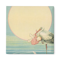 Vintage Stork with Baby Magnets