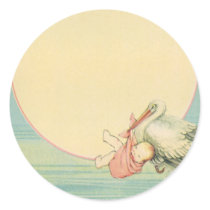 Vintage Stork with Baby Stickers
