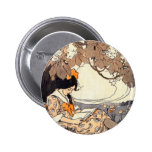 Vintage Storybook Girl Under Tree Buttons