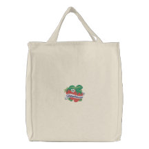 Vintage Strawberry Label Embroidered Tote Bag