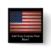 Vintage Style American Flag Patriotic Design Buttons
