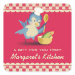 Vintage style bluebird chef food gift tag label stickers