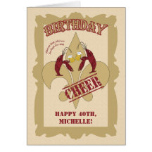 Vintage Style Crawfish Fleur de Lis Birthday Card
