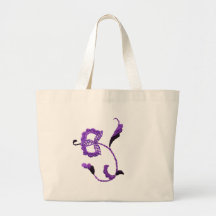 Vintage Style Floral Motif in Purple Plum Canvas Bag