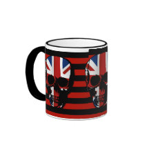 vintage style gothic skull with union jack coffee mug