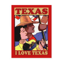 Vintage Style I Love Texas Postcard