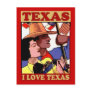 Vintage Style I Love Texas Postcard