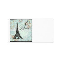 Vintage Style Paris Eiffel Tower Address Label