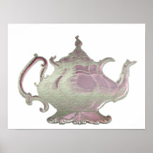 Vintage Style Pink Teapot Art Poster