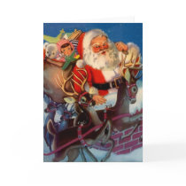 Vintage Style Santa & Reindeer & Toys Holiday Card