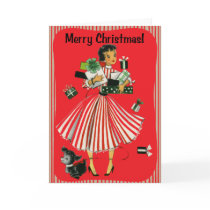 Vintage-Style Shopping Lady Christmas Card