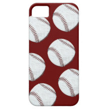 vintage styled baseballs on red