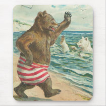 Vintage Summer Bears Mouse Pad