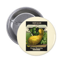 Vintage Summer Squash Seed Packet Label Art Pinback Button