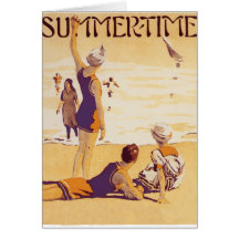 Vintage Summertime at the Beach Greeting Card