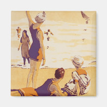 Vintage Summertime at the Beach Magnets