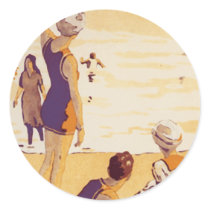 Vintage Summertime at the Beach Stickers