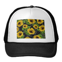 Vintage sunflower pattern mesh hat