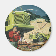 Vintage Surveyor on a Construction Site Magnet