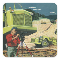 Vintage Surveyor on a Construction Site