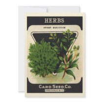 Vintage Sweet Marjoram Herbs Seed Packet Label Art Custom Announcements