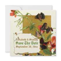 Vintage sweet pea flowers wedding Save the Date Personalized Invites