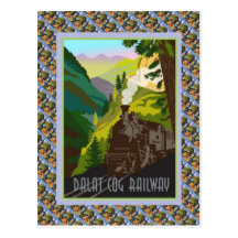 Vintage Swiss Raulway Poster, Dalat Cog Railway Postcard