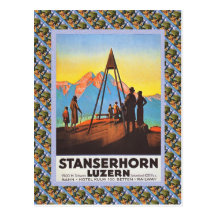 Vintage Swiss Raulway Poster, Stanzerhorn Postcards