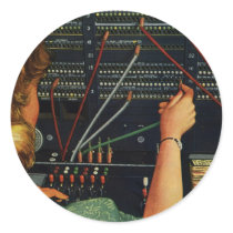 Vintage Switchboard Operator Round Sticker