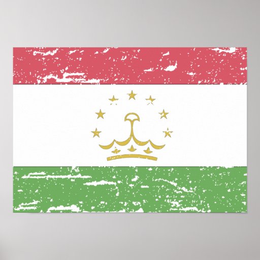 Vintage Tajikistan Flag Print