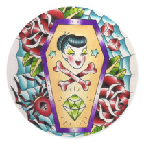 vintage tattoo round sticker