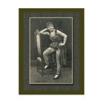 Vintage Tattooed Lady Card or Postcard