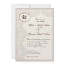 Vintage Taupe Lace - Wedding Invitation