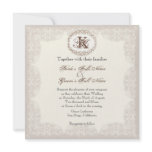 Vintage Taupe Lace - Wedding Invitation