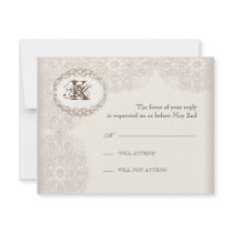 Vintage Taupe Lace - Wedding Response Card