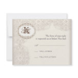 Vintage Taupe Lace - Wedding Response Card invitations