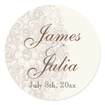 Vintage Taupe Lace - Wedding Seal