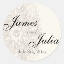 Vintage Taupe Lace - Wedding Seal Sticker