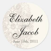 Vintage Taupe Lace - Wedding Seal Sticker