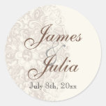 Vintage Taupe Lace - Wedding Seal Stickers