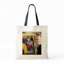 Vintage Taxi Cab Driver and Passenger Canvas Bags