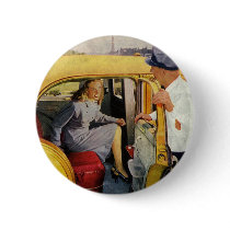 Vintage Taxi Cab Driver and Passenger Pinback Buttons