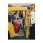 Vintage Taxi Cab Driver and Passenger postcards