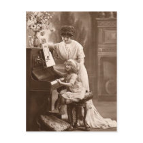 Vintage Teaching Child Piano Music Postcard