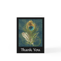 Vintage Teal Peacock Feather Greeting Cards