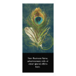Vintage Teal Peacock Feather Personalized Rack Card