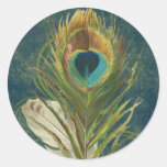 Vintage Teal Peacock Feather Stickers
