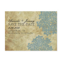 Vintage Teal Queen Anne's Lace Save the Date Postcards