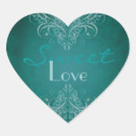 Vintage Teal Scroll Teal Candy Buffet Sticker