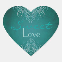 Vintage Teal Scroll Teal Candy Buffet Sticker
